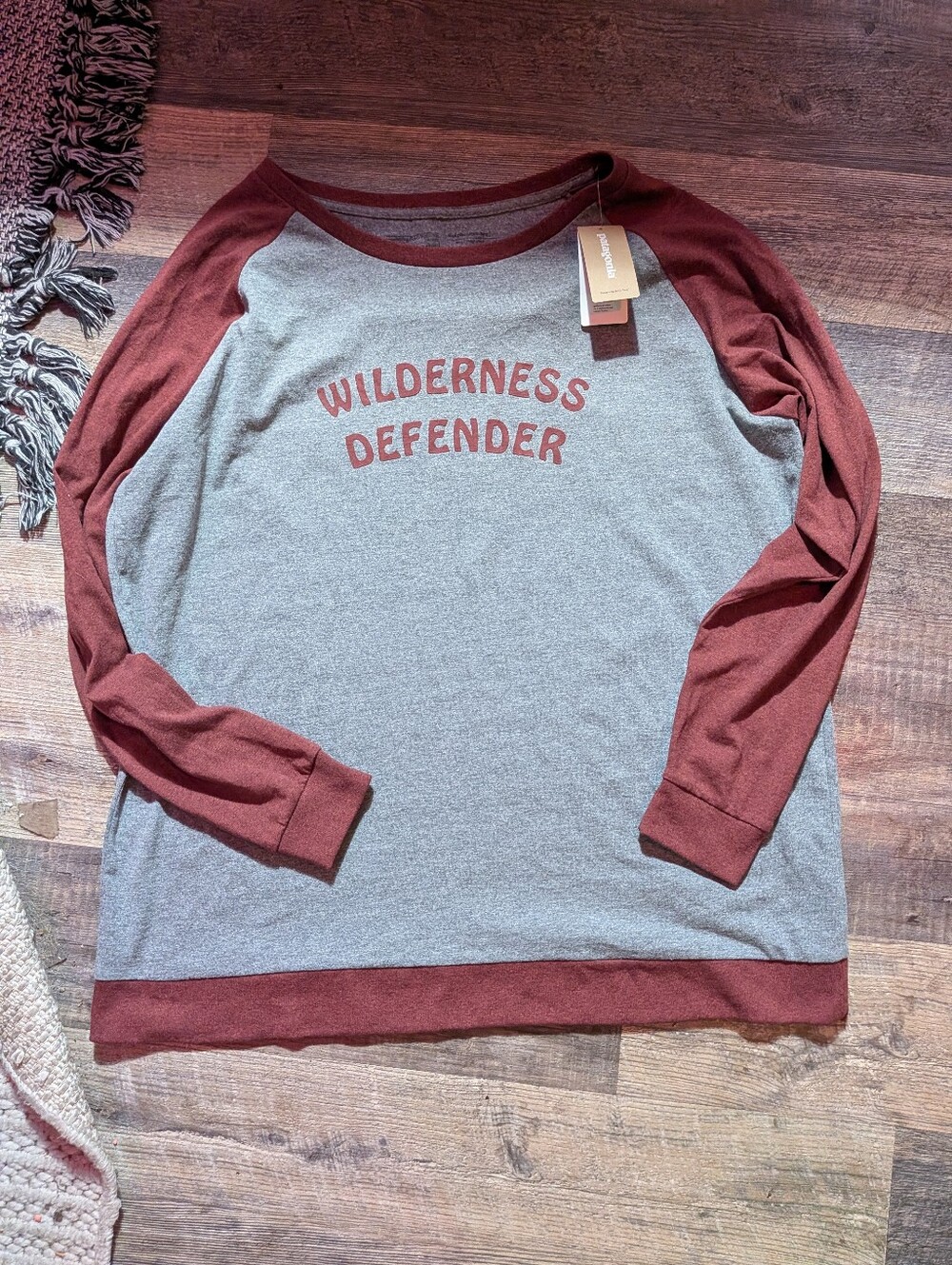 Patagonia Raglan Tee in Gray & Burgundy